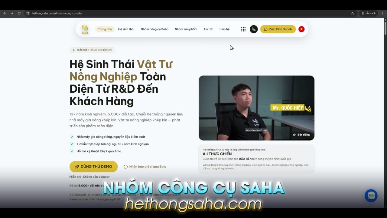 Video giới thiệu Nhóm công cụ SAHA trên hethongsaha.com